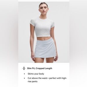 NWT Lululemon white Swiftly Pointelle Cropped tech Sleeve Top